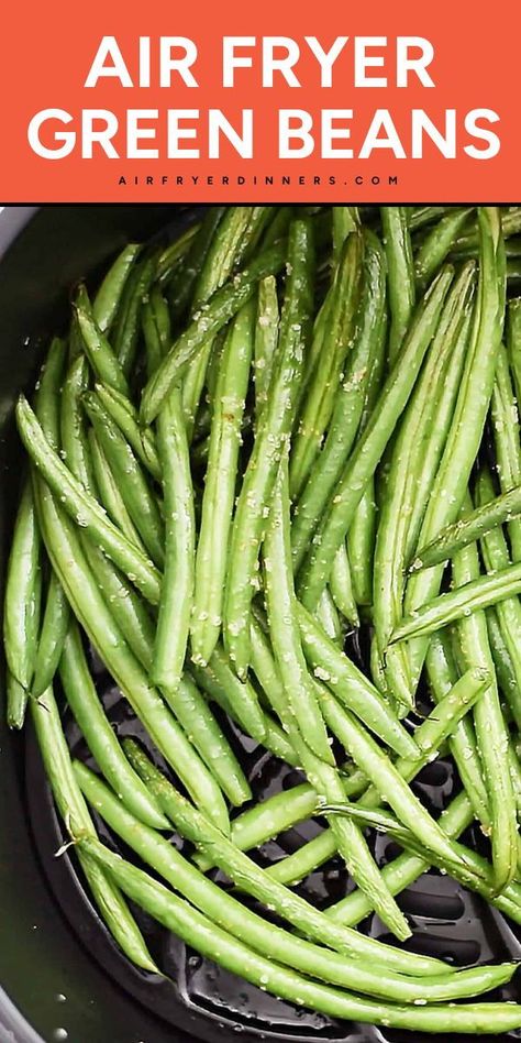 Want more easy air fryer side dishes? This Air Fryer Green Beans recipe features French green beans, oil, Kosher salt, garlic powder, and black pepper. Make this tender and nutritious veggie side dish for any meal! Cooking Frozen Green Beans, Fried Green Bean Recipes, Air Fried Green Beans, Air Fryer Green Beans, Foil Meals, Seasoned Green Beans, Crispy Green Beans, Parmesan Green Beans, Green Beans Recipe