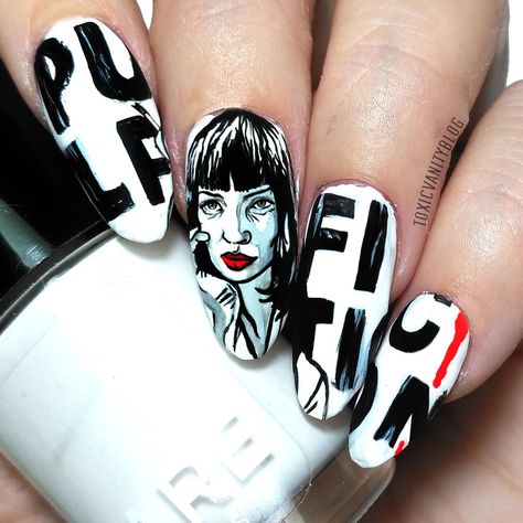 Pulp Fiction Nails, Movie Inspired Nails, Movie Nails, Flash Fiction, Nails Halloween, Pulp Fiction, Halloween Nails, How To Do Nails, Fun Nails