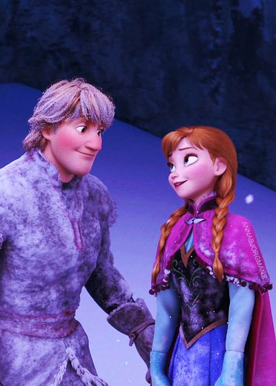 Anna & Kristoff-------- see that look in his eyes? he staring at Anna. While, she does not notice..... Throughout the movie he stares at her all the time and she does not notice... And at the end of the movie Olaf tells her that Kristoff loves her and she is surprised? Good theory right?                                            -Hailey XOXO Frozen Anna And Kristoff, Kristoff Frozen, Princess And Prince, Anna Kristoff, Foto Disney, Disney Icons, Images Disney, Prințese Disney, Frozen Disney Movie