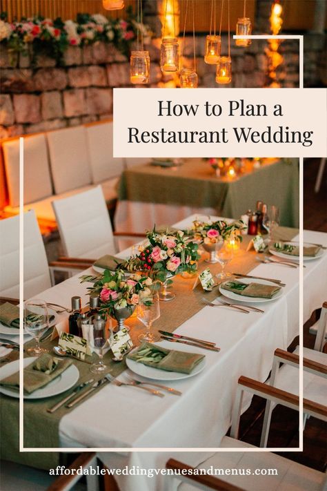 Simple Restaurant Wedding Reception, Wedding Meal Ideas Receptions, Small Restaurant Wedding, Restaurant Wedding Reception Small, Wedding Restaurant Decoration, Restaurant Wedding Reception, Restaurant Reception, Wedding Reception Timeline, Simple Wedding Reception