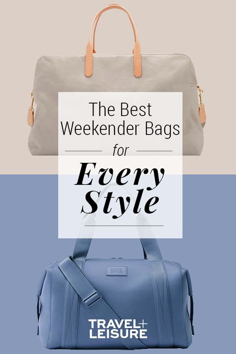 Our list of best weekender bags are here to save your weekend travel plans with options ranging in high-quality materials and styles. No need to drag along your cumbersome carry-on suitcase with you during those two blissful days off work instead grab your handy overnight bag and jump into the weekend. #weekenderbag #luggage #overnightbag #weekendgetaway #roadtrip #weekender | Travel + Leisure  - The Best Weekender Bags for Every Style Travel Duffle Bag Women, Best Travel Tote, Weekend Duffle Bag, Carryon Bag, Best Travel Bags, Carry On Tote, Types Of Handbags, Weekender Bags, Street Style Bags