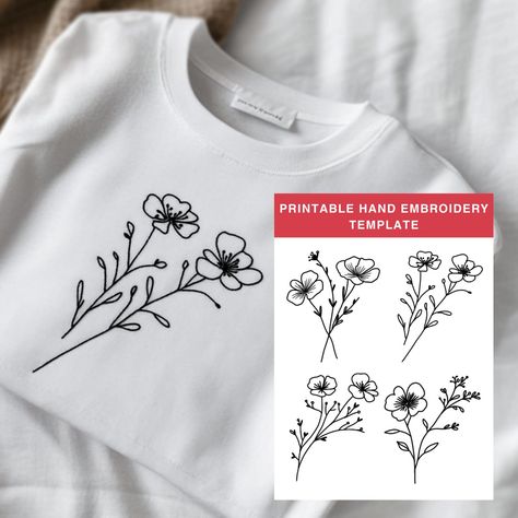 Elevate your embroidery projects with this set of four minimalist floral patterns, perfect for adding a touch of modern elegance to your clothing items like t-shirts and tank tops. This digital item is designed for those with basic embroidery skills who want to create beautiful, hand-stitched designs without the need for expert-level techniques. Upon purchase, you will receive a downloadable link to two PDF files: 1. Beginner's Guide: A concise guide for novices on how to print the patterns and Flower Pocket Embroidery, Minimalist Embroidery Clothing, Modern Embroidery Designs, Basic Embroidery, Embroidery Tshirt, Embroidery Template, Floral Embroidery Patterns, Minimalist Flowers, Tshirt Pattern