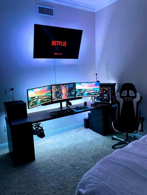 Gaming Computer Table, Wall Couch, Side Cupboard, Gaming Computer Room, Computer Table Design, Gaming Computer Setup, Bilik Permainan, Game Station, Game Computer