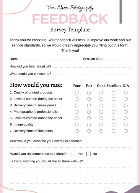 An easy-to-edit survey template for Google Docs. Survey Design, Survey Form, Restaurant Plan, Survey Template, Docs Templates, English Phonics, Lash Tech, Google Forms, Online Surveys