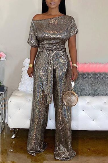 Gold Jumpsuit, Leopard Print Jumpsuit, Slim Jumpsuit, Collar Jumpsuit, Evening Jumpsuit, Wedding Dress Sequin, Jumpsuit Elegant, Sequin Prom Dresses, Short Sleeve Jumpsuits