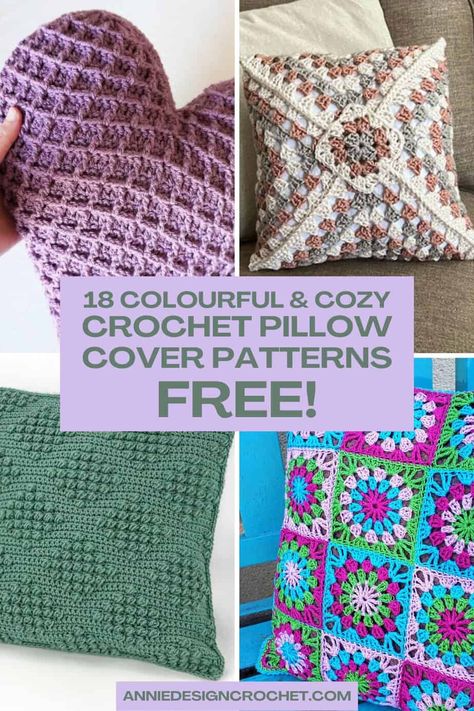 18 Colourful and Cozy Crochet Pillow Cover Patterns (Free) Cute Crochet Pillow Patterns Free, Crochet Cushion Cover Pattern Free, Crochet Pillow Cover Pattern Free, Pillow Cover Patterns, Crochet Pillow Covers, Crochet Pillow Case Pattern, Space Crochet, Yarn Diy Projects, Crocheted Gloves