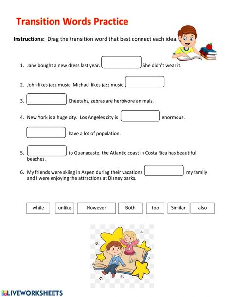 Transition Words Worksheet, Transitional Phrases, Transition Words And Phrases, Words English, Words Worksheet, Ela Worksheets, Phrases And Sentences, Transition Words, 8th Grade Ela