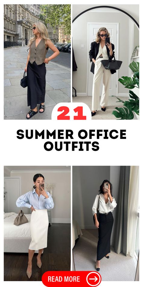 Stylishly Cool: Your Ultimate Guide to Chic Summer Office Wear Women’s Business Outfits Summer, Work Wear For Summer, 2024 Summer Office Outfits, Miami Work Outfit Business Casual, Stylish Work Attire Summer, Summer Work Wear Women, Miami Capsule Wardrobe, Summer Conference Outfit, Conference Outfits Women Summer