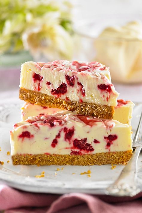 Baked White Chocolate Cheesecake, Cheesecakes Recipes, Gardens Australia, Raspberry No Bake Cheesecake, Raspberry Swirl Cheesecake, Triple Chocolate Cheesecake, Baileys Cheesecake, No Bake Chocolate Cheesecake, Classic Cafe