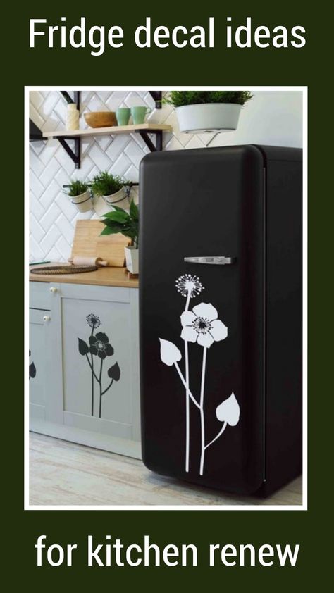 White flower in vinyl decal. Wild flower, poppie flower for fridge. Buy it in my Etsy shop TropparobaIT Fridge Wraps Vinyl Ideas, Bathroom Sayings, Flower Fridge, Fridge Decals, Fridge Art, Front Door Decal, Diy Home Interior, Refrigerator Decoration, Kitchen Fridge