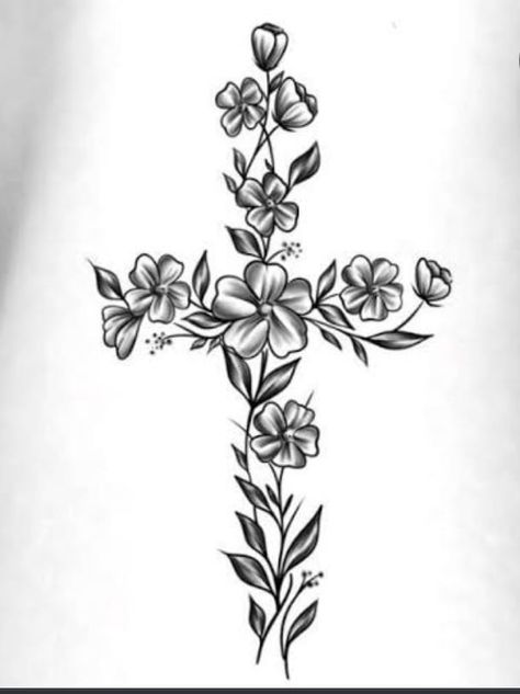 Flower Crosses Tattoo, Crosses Drawings, Cross And Flower Tattoo For Women, Sara Tattoo, Cross Tattoo Neck, Arm Cover Up Tattoos, Unique Cross Tattoos, Cross With Flowers, Simple Cross Tattoo