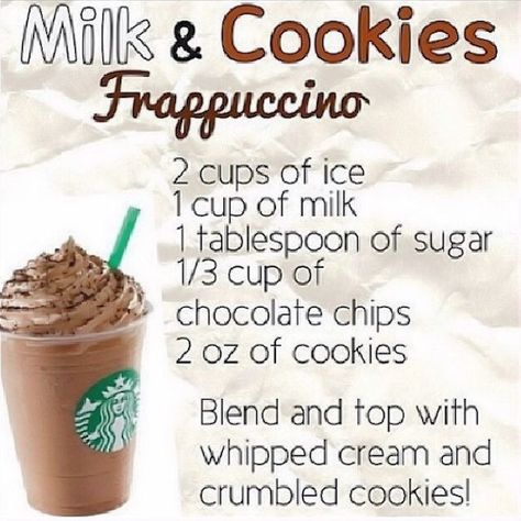 Milk and cookies frappuccino starbucks recipe recipes drink recipes easy recipes summer recipes instagram images starbucks recipes Frappe Recipes, Starbucks Frappe, Starbucks Frappuccino Recipe, Resep Starbuck, Resep Koktail, Homemade Starbucks, Frappuccino Starbucks, Sommer Mad, Starbucks Drinks Diy