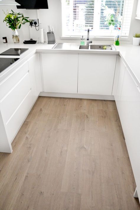 Flooring & Skirting Transformation Quick Step Laminate Laminate Wood Flooring Kitchen White Cabinets, Vynl Flooring Living Rooms, Condo Flooring Ideas, Townhouse Flooring, Kitchen Parquet Floor, Family Room Flooring Ideas, Affordable Flooring Ideas, Flooring 2023, White Oak Laminate Flooring