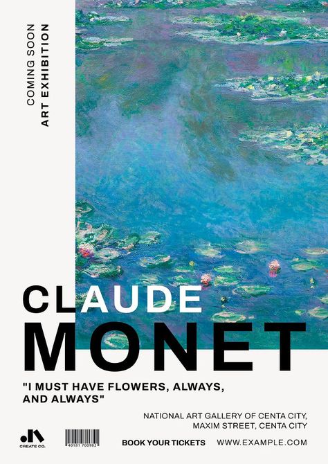 Monet quote poster template | free image by rawpixel.com / ton Monet Paintings Poster, Claude Monet Artist Research Gcse, Monet Quote, Monet Quotes, Claude Monet Poster, Monet Exhibition, Claude Monet Water Lilies, Monet Poster, Poster Template Free