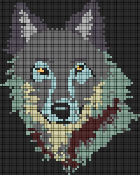 Wolf Alpha Pattern, Wolf Pixel Art, Beaded Pictures, Intarsia Crochet, Cross Stitch Letter Patterns, Crochet C2c Pattern, Bracelet Book, Cross Stitch Letters, Graph Paper Art