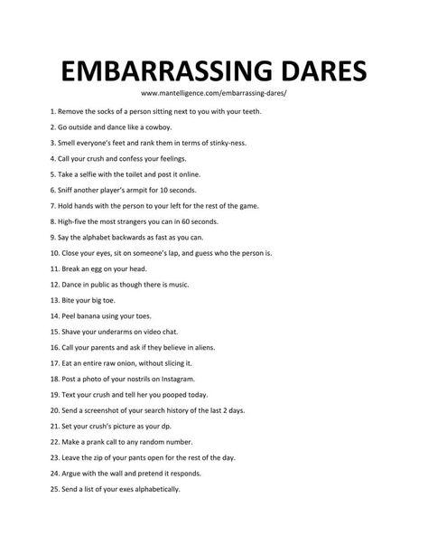 Embarrassing Dares, Dare Ideas, Funny Truth Or Dare, Funny Dares, Fun Dares, Fun Sleepover Games, Funny Party Games, Truth Or Dare Questions, Dare Games