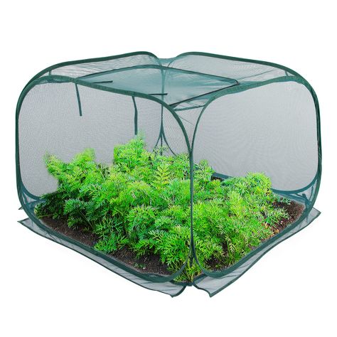 PRICES MAY VARY. [Multi-functional protection] Our square mesh garden cover quickly creates an enclosed space for your vegetables, fruits and freshly transplanted seedlings to grow in. No need to set up a tent, it also allows both air and moisture to penetrate, ensuring a healthy climate for plant growth. [Reusable and save space] The design of the pop-up vegetable cage means it can be twisted and folded into a small flat package, additionally complete with a black elastic cord, and a storage ba Garden Cover, Bed Net, Garden Netting, Garden Flower Beds, Plant Covers, Plant Supports, Small Flat, Garden Boxes, Garden Flower