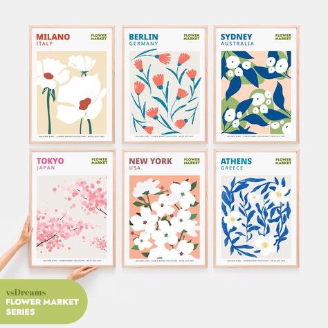 Flower Market Poster Berlin, Reverse Watercolor, Entryway Minimalist, New York Flower, Print Gallery Wall, Printable Flower, Flower Market Poster, New York Poster, Flower Poster