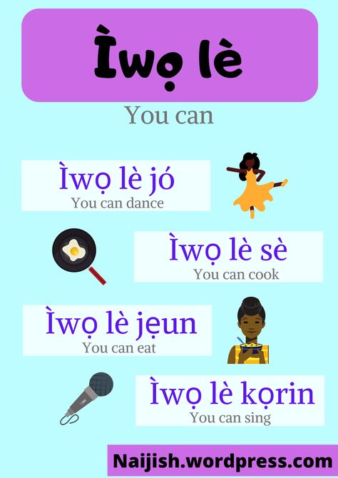 Learn how to use the phrase "You can" in Yoruba with ease to create hundreds of sentences in Yoruba.  Yoruba is a language spoken by over 40 million people across the world, from across West Africa to the Americas.   #Nigeria #Yoruba #Naijish Learn Yoruba Language, Ghana Language, African Languages, Yoruba Language, Present Continuous Tense, African Mythology, Learn Language, Simple Past Tense, Mother Tongue