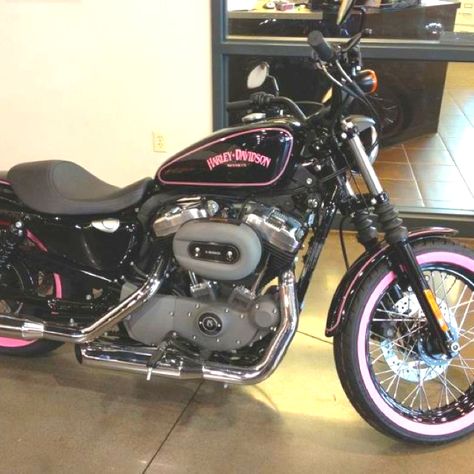 Harley bike in pink..I want purple.. Harley Davidson Quotes, Pink Motorcycle, Harley Davidson Sportster 1200, Motos Harley, Moto Custom, Harley Davidson Bike, Pretty Bike, Rat Bike, Davidson Bike