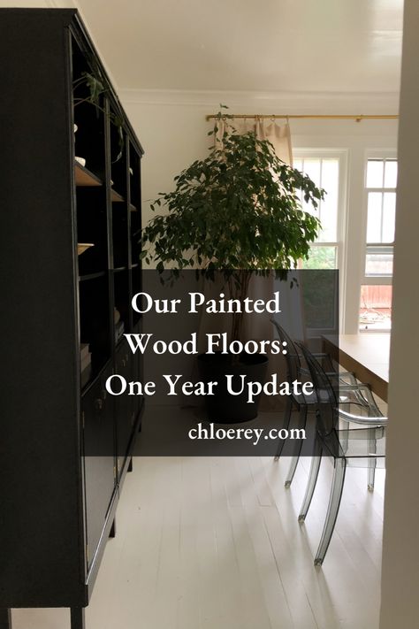 White wood painted floors flooring inspo one year later Old Wood Floors Painted, Cream Painted Wood Floors, Painting A Wood Floor, Painting Bamboo Floors, Painted Plank Floors, Painting Vinyl Plank Floors, Beige Painted Floors, Painted Engineered Wood Floors, Painting Engineered Wood Floors