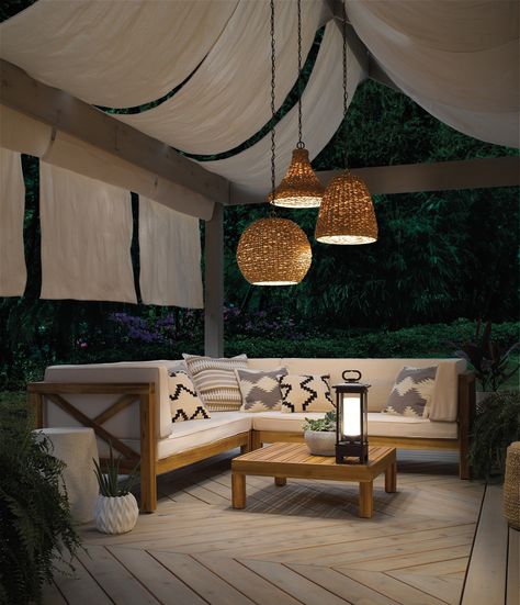 Outdoor Living - Lights, ceiling fans, decor and more to help you create your outdoor paradise - LightsOnline.com  #outdoorliving #outdoorlights #outdoorlighting Pergola Lighting, Outdoor Chandelier, Deco Luminaire, Outdoor Hanging Lanterns, Kichler Lighting, Lighting Trends, Outdoor Light Fixtures, Outdoor Hanging Lights, Solar Lights Garden