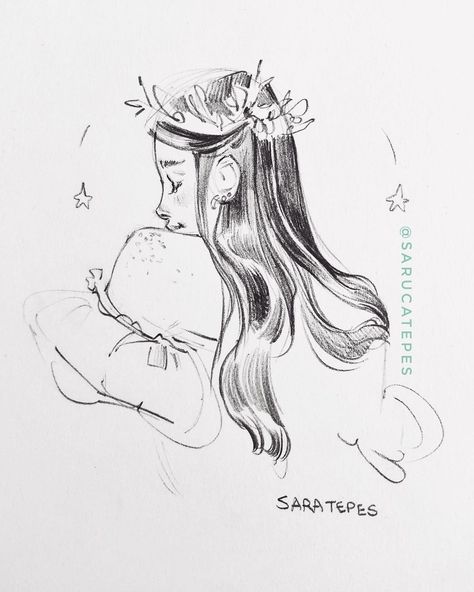 Sara Tepes, Sweet Drawings, Animation Art Sketches, Cartoon Sketches, October 15, Watercolor Sketch, Ethereal Art, Dream Art, Sketchbook Art Inspiration