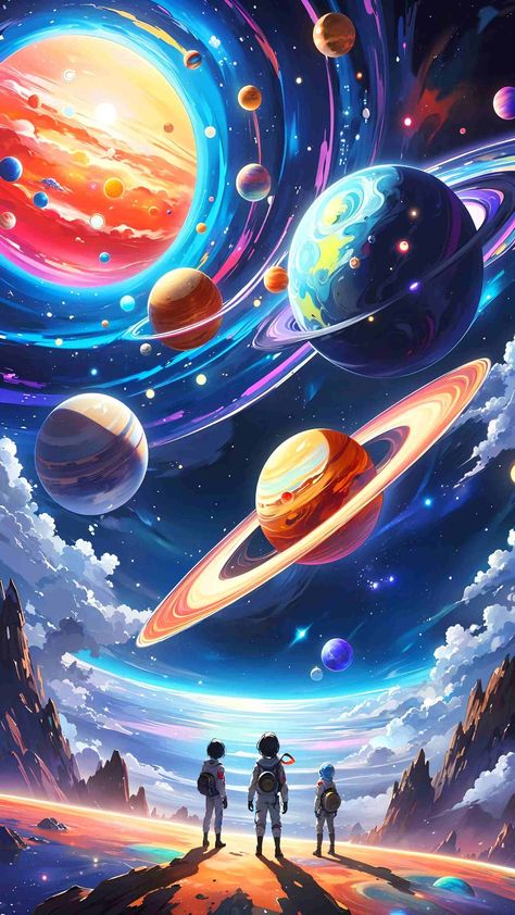 Space Technology Art, Planet Digital Art, Outer Space Artwork, Galaxy Wallpaper Landscape, Outer Space Drawing, People In Space, Space Art Wallpaper, Spaceship Illustration, Exploration Art