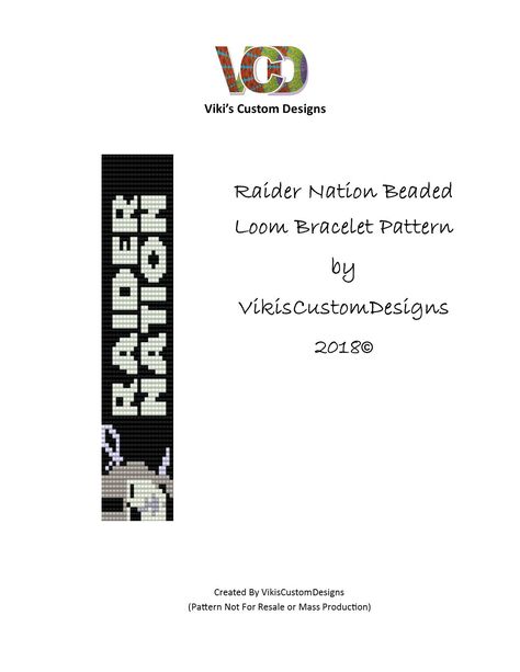 Raider Nation Beaded Loom Bracelet Pattern by Vikiscustomdesigns Beaded Loom Bracelet, Sports Pattern, Native American Beadwork Patterns, Native Beading, Native Beading Patterns, Beaded Hair Clips, Bead Loom Designs, Cover Picture, Bead Weaving Tutorials