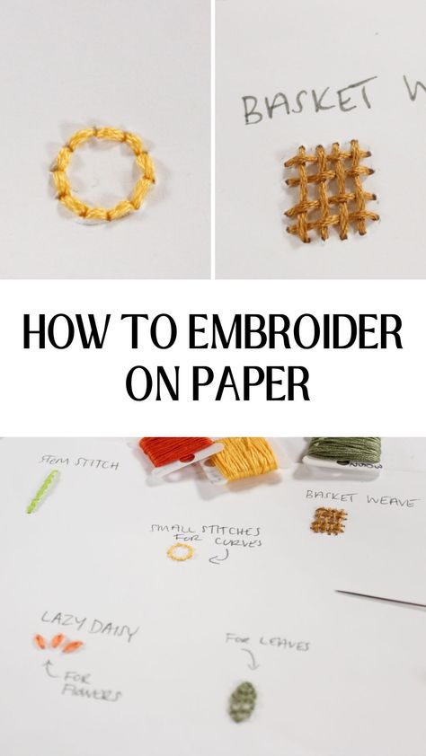 Embroidery on paper may sound somewhat complicated, but it’s surprisingly easy to do! Whether you’re looking to make an embroidered greeting card or you’re just wanting to explore a different material, this tutorial will show you the best methods for how to embroider on paper. Paper Embroidery Tutorial, Embroidered Photography, Embroidered Photo Art, Paper Basket Weaving, Embroidery On Paper, Embroidered Cards, Embroidered Paper, Stitching On Paper, Embroidered Photo