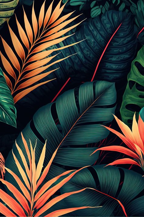 Jungle Illustration, Art Projects For Adults, Jungle Pattern, Jungle Art, Leaves Illustration, Tropical Wallpaper, Bedroom Plants, Art Gallery Wallpaper, Leaf Background