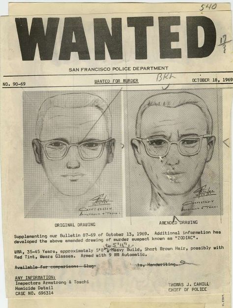 The wanted poster for the Zodiac Killer from October 18, 1969. The Zodiac Killer, Scott Peterson, Crazy Stories, Paranormal Stories, Detective Aesthetic, Zodiac Killer, Dna Results, Coded Message, Desain Buklet