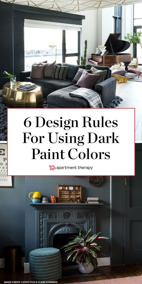 Small Room Paint, Dark Living Room Ideas, Basement Paint Colors, Moody Living Room, Paint Trends, Dark Paint Colors, Dark Living Rooms, Room Looks, Dark Paint