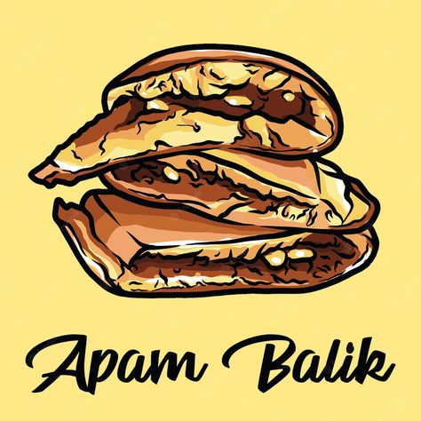 Apam Balik, Mural Art Design, Malaysian Food, Vector Cartoon, Mural Art, Cartoon Illustration, Vector Photo, Food Truck, Premium Vector