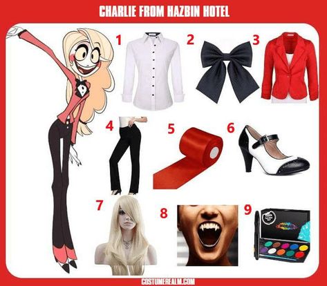 Charlie From Hazbin Hotel, Fnaf Costume, Costume Guide, Fnaf Cosplay, Black Suspenders, Hazbin Hotel Charlie, Character Inspired Outfits, Fandom Outfits, Anime Inspired Outfits