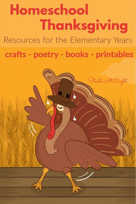 Homeschool Thanksgiving Resources for the Elementary Years includes loads of FREE and low cost Thanksgiving resources for elementary grade children. Crafts, copywork, poetry, books, and more! Thanksgiving Homeschool Ideas, Thanksgiving Acrostic Poem, Homeschool Thanksgiving, Thanksgiving Classroom Activities, Thanksgiving Coloring Book, Thanksgiving History, Homeschool Holidays, Thanksgiving Stories, Thanksgiving Worksheets