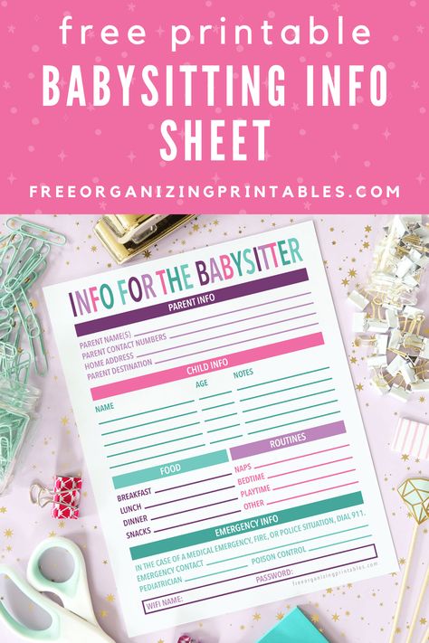 Use this free printable babysitting information sheet to leave all of the most important details for the babysitter all in one place. There's room to mark kids' food preferences, favorite activities, sleep schedules, emergency numbers, and more. | #babysitter #babysitting #babysitterinfo #freeprintable Babysitting Information Sheet Printables, Babysitter Information Sheet Free, Babysitter Poster Ideas, Babysitting Information Sheet, Babysitter Checklist Printable, Babysitting 101, Babysitter Checklist, Mark Kids, Babysitting Hacks