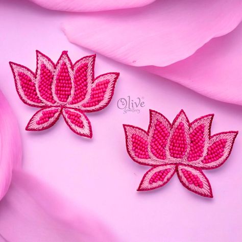 The Pink Lotus . . . . MRP - Rs.699/- OJ Price - Rs.449/- 🌟. Premium quality jewellery 🛒. Shop online(Link in bio) or DM to order 💸. Cash on Delivery available 💯. Ready stock, Next day dispatch #ojindia #olivejewellery #olivejewelleryindia #beaded #beadedearrings #earrings Machi Work, Olive Jewelry, Fabric Jewellery, Beaded Earrings Diy, Aari Embroidery, Fabric Earrings, Fashion Designing, Earrings Diy, Pink Lotus