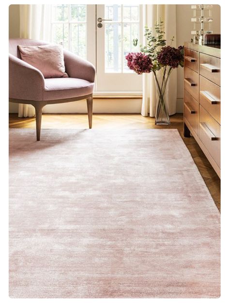 Neutral Bedrooms, Plain Rugs, Pink Carpet, Viscose Rug, Rug Direct, Pink Bedroom, Bedroom Aesthetic, Hand Tufted Rugs, Pink Rug