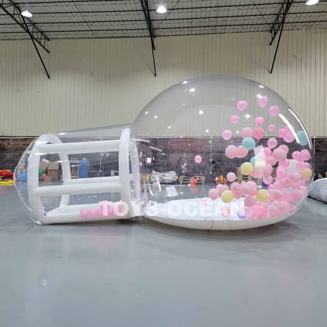 DIA 13ft with tunnel ,fly balloon dome ,if interesting just message Balloon Dome, Event Venue Business, Water Bounce House, Bubble Room, Bubble Dome, Balloon House, Mermaid Birthday Party Decorations, House Tent, Bubble House