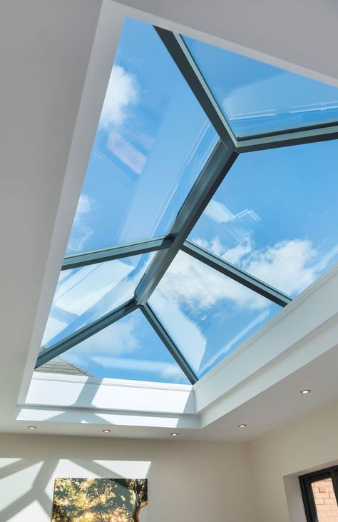 Roof Glass Design, Glass Roof Design, Brown Meaning, Skylights Ideas, Lantern Installation, Lantern Roof Light, Skylight Ideas, Glass Roofs, Modern Skylights