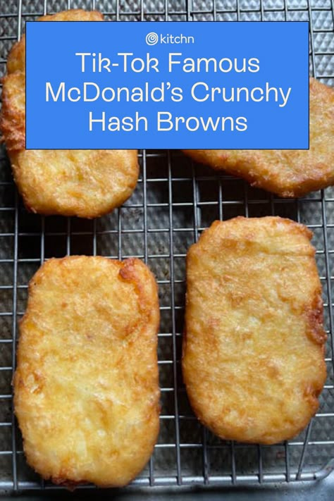 TikTok user SaucedUpFoods shared their recipe for copycat McDonald’s hash browns earlier this year. Studio Food Editor Nicole gave this recipe a try and here's how it went. How To Make Mcdonalds Hashbrowns, Mcdonald Hashbrown Recipes, Mc Donalds Hashbrowns Recipe, County Fair Recipes, Homemade Mcdonalds Hashbrowns, Mcdonald's Hashbrowns Recipe, Copycat Mcdonald’s Hash Brown, Mcdonald’s Hashbrown Recipes, Home Made Hashbrown Patties