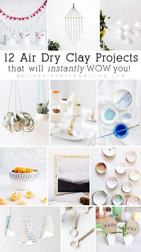 12 Easy Air Dry Clay Projects and Crafts that will instantly wow you! Delineate Your Dwelling Easy Air Dry Clay Projects, Easy Air Dry Clay, Make Air Dry Clay, Homemade Clay, Diy Air Dry Clay, Air Dry Clay Projects, Clay Crafts Air Dry, Diy Bricolage, Crafts With Pictures