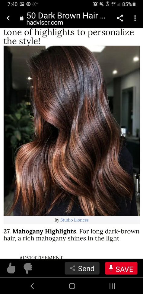 Dark Mahogany Hair, Mahogany Brown Hair Color, Hair Color Cherry Coke, Cherry Coke Hair, Copper Balayage Brunette, Mahogany Brown Hair, Mahogany Hair, Hair Color Mahogany, Bronze Hair