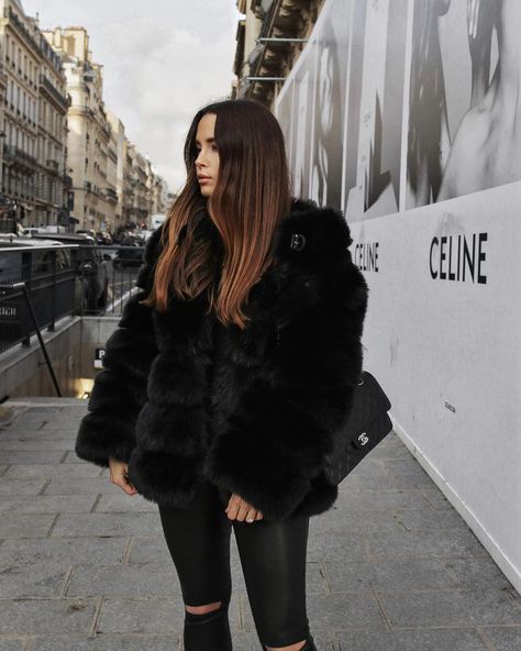 All Black Winter Outfit, Faux Fur, Jodi Blk Fur Vest Outfit Dressy, Black Fur Coat Outfit Street Style, Black Faux Fur Coat Outfits, Black Fur Outfit, Black Fur Coat Outfit, All Black Winter Outfit, Faux Fur Coat Outfit, Faux Fur Jacket Outfit, Fur Coat Outfit Casual