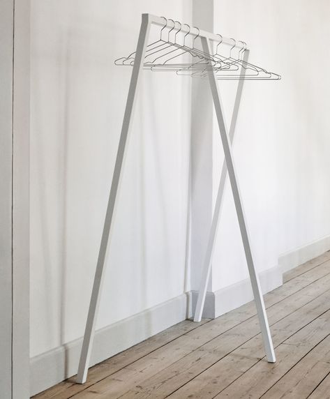 Looking for inspiration and ideas for modern home decor? The Hang Metal Hanger from HAY makes a good DIY addition to small space storage and organization. Hay Loop Stand, White Coat Rack, Design Loop, Design Club, Hay Design, Simple Wardrobe, Wardrobe Solutions, Hanging Clothes, Coat Stands