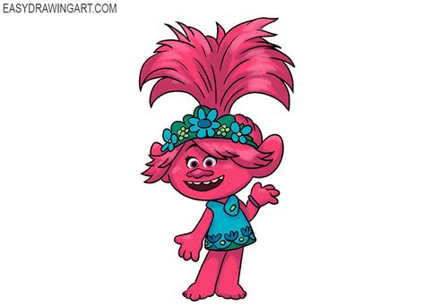 poppy from trolls drawing step by step Poppy Trolls Drawing, Troll Drawing, Trolls Drawing, Poppy From Trolls, Poppy Drawing, Drawing Step By Step, Drawing Lesson, Lower Limb, Drawing Step