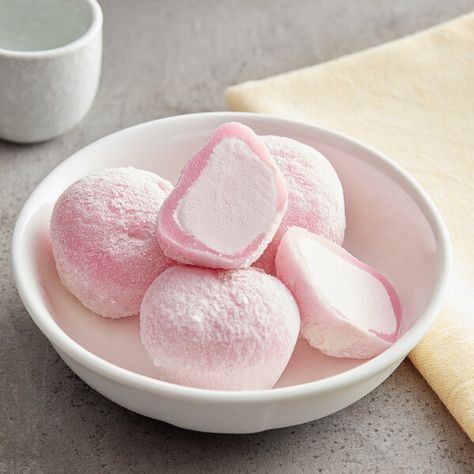 Strawberry Ice Cream Mochi, Mochi Ice Cream Aesthetic, Japanese Dessert Aesthetic, Mochi Food, Rice Dough, Mochi Strawberry, Ice Cream Mochi, My Mochi, Ice Cream Display