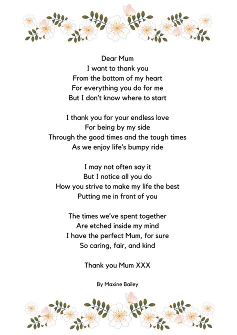 Digital poem print for Mum/Mother's Day poem/Mummy Poem/Gift for Mum - Can print out as A4/A5 - would look wonderful printed on glossy photo paper Mother S Day Poems, Mum Poems From Daughter Birthday, Poem On Mother's Day In English, Mother's Day Short Speech, Poems About Mums, Short Mother’s Day Poems For Kids, Mum Poems From Daughter, Mom Poems For Mothers Day, A Poem For My Mother