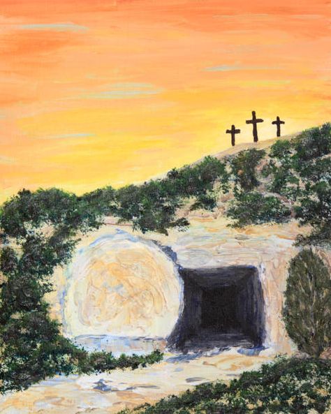 3,286 Jesus Tomb Stock Photos, High-Res Pictures, and Images - Getty Images Empty Tomb Art, Empty Tomb Painting, Tomb Of Jesus, Easter Sunrise, The Empty Tomb, Jesus Tomb, Three Crosses, Easter Paintings, Empty Tomb